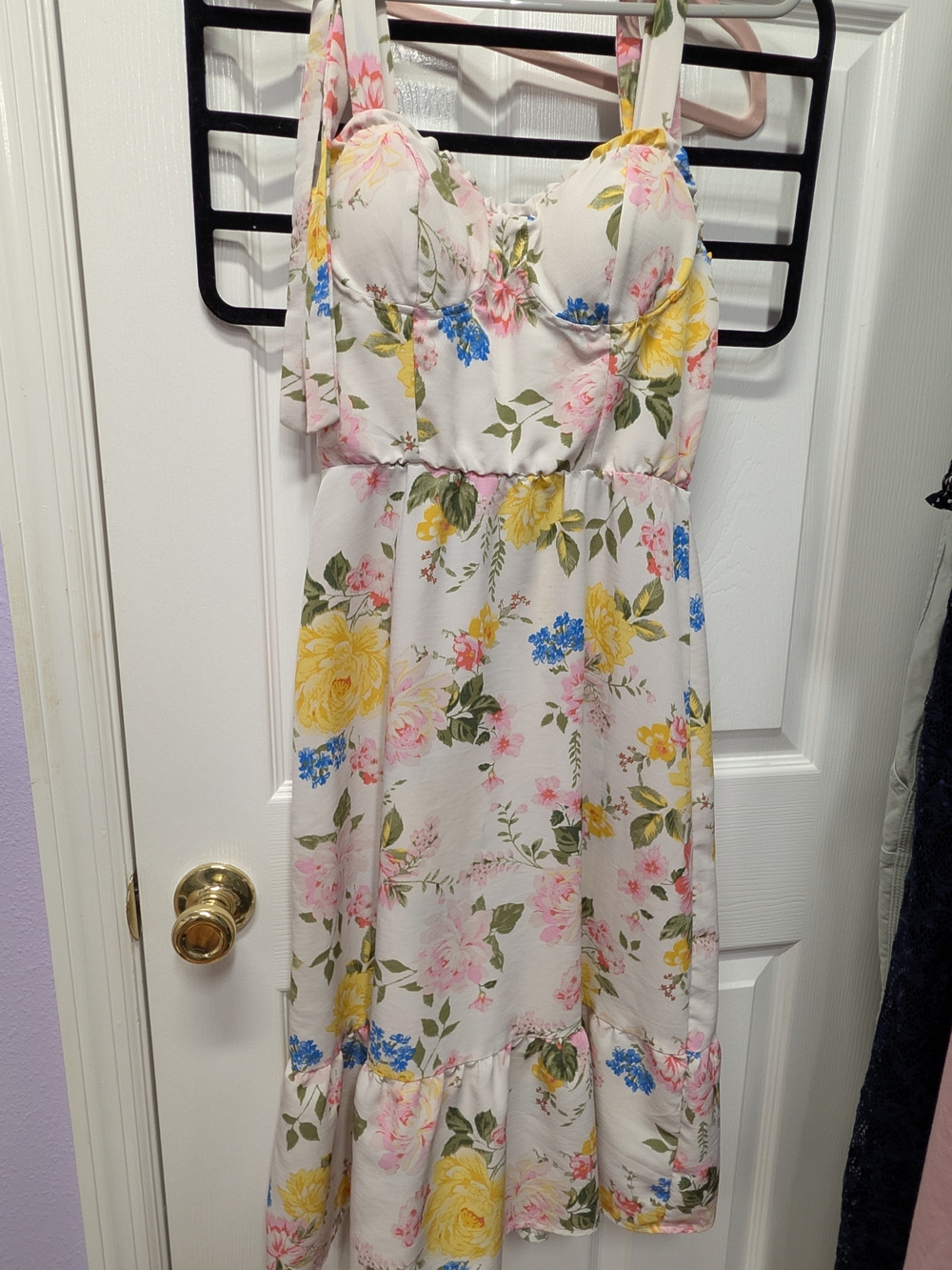 Lily Rose Floral Tie-Shoulder Midi Dress – Smocked Bust Milkmaid